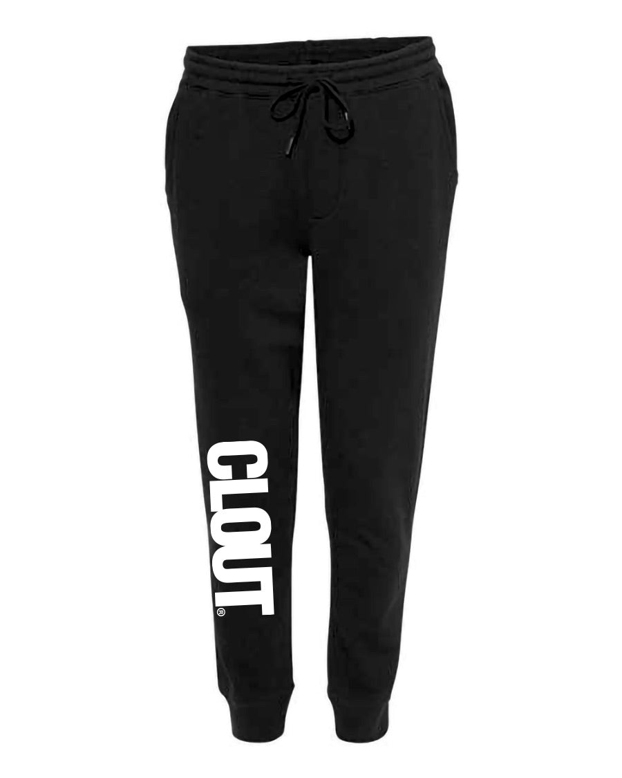 CLOUT Pantalones deportivos Header Joggers para hombre - Negro con estampado blanco