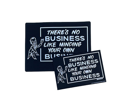 "NO BUSINESS” RUBBER BARBER MAT/DOOR MAT