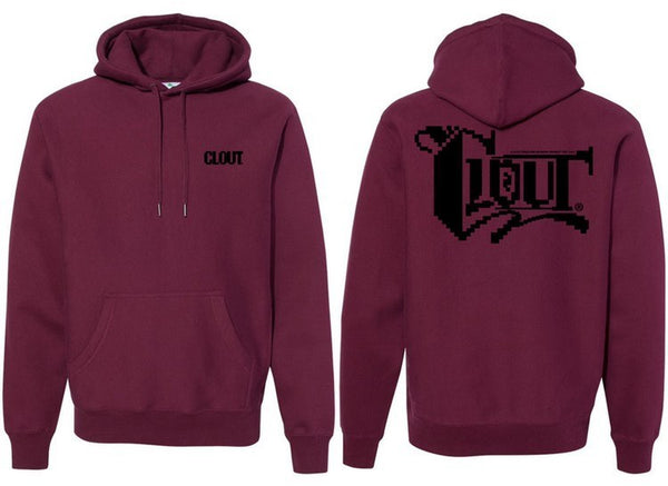 CLOUT 8-Bit OG Logo Hooded/Hoodie Pullover Sweatshirt - Maroon