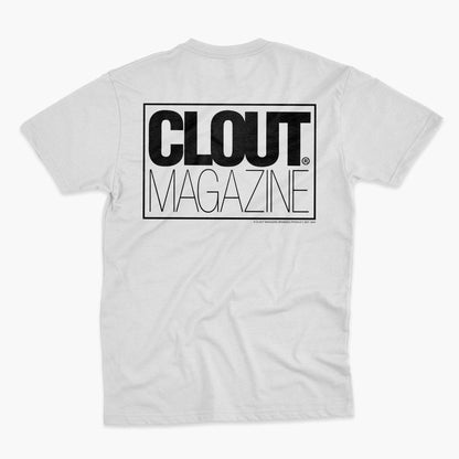 'C Symbol' front w/ CLOUT Magazine back T-Shirt - White w/ Black Print