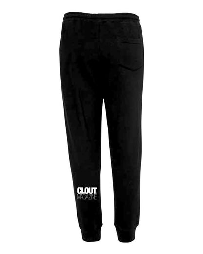 CLOUT Men's Header Joggers Sweatpants - Black w/ White Print