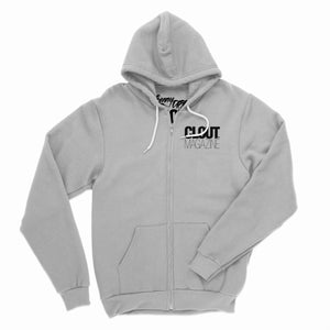 Clout Magazine Zip Up Hoodie - Heather Gray w/ Black Print – CLOUT Magazine