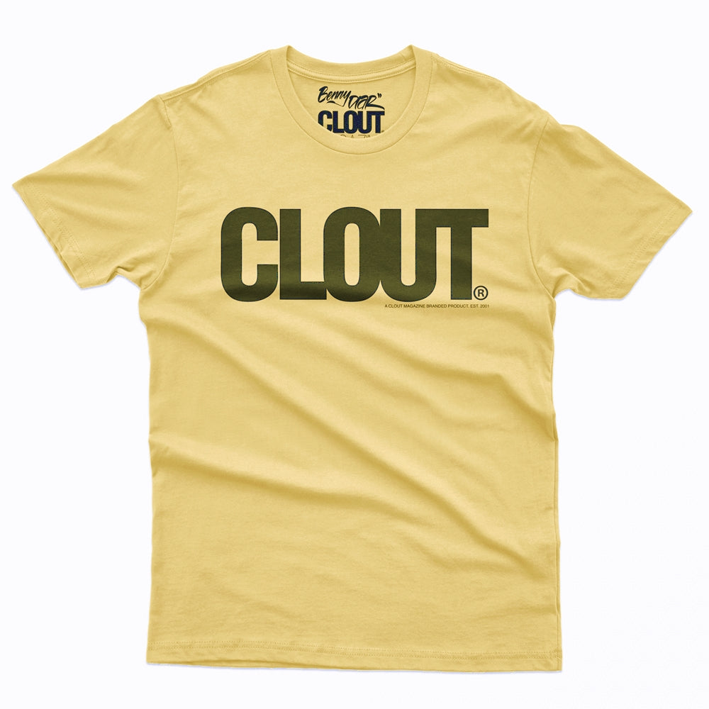 CLOUT Header Logo T-Shirt -  Pastel Yellow Tee w/ White Print