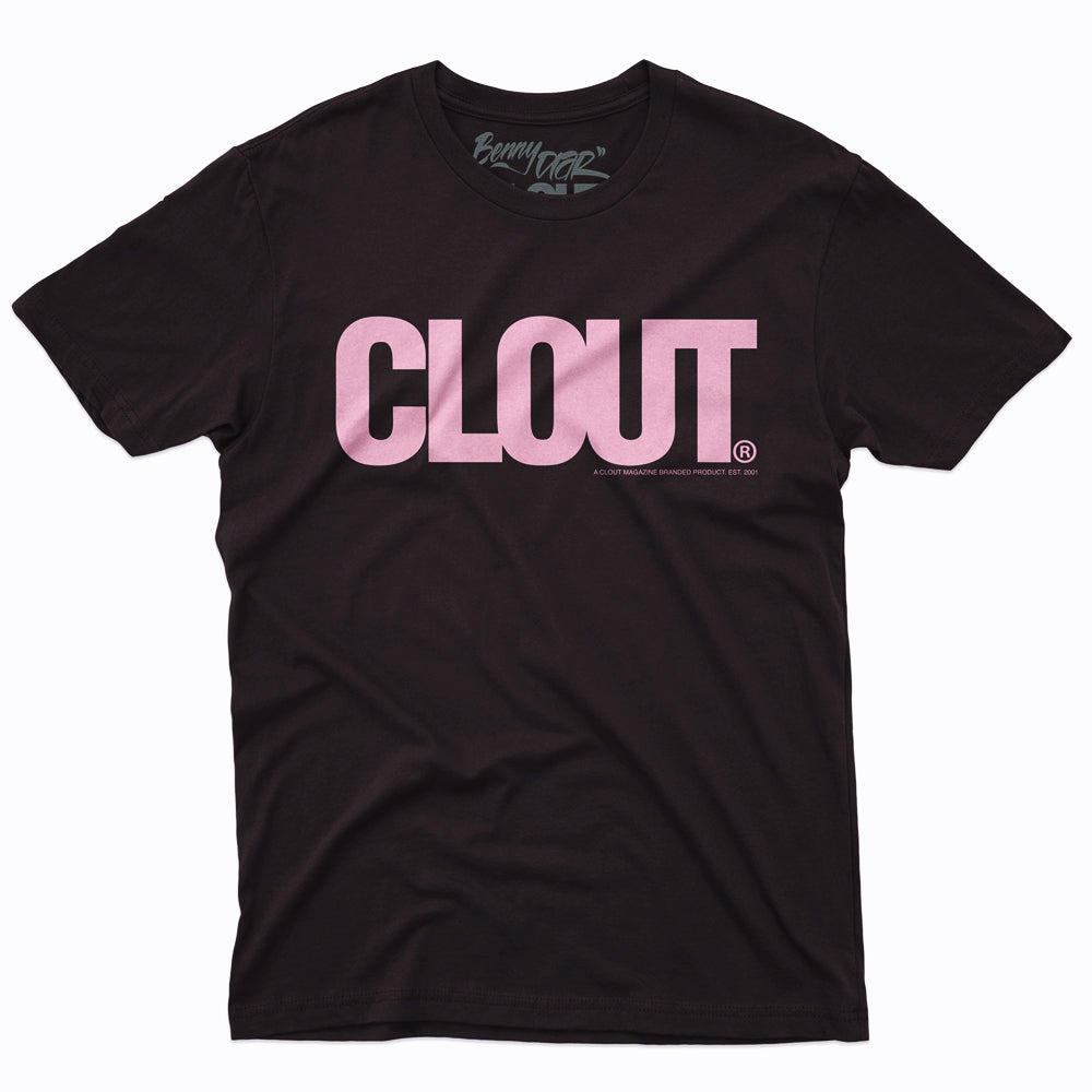 CLOUT Header Logo T-Shirt - Black with Pink Print