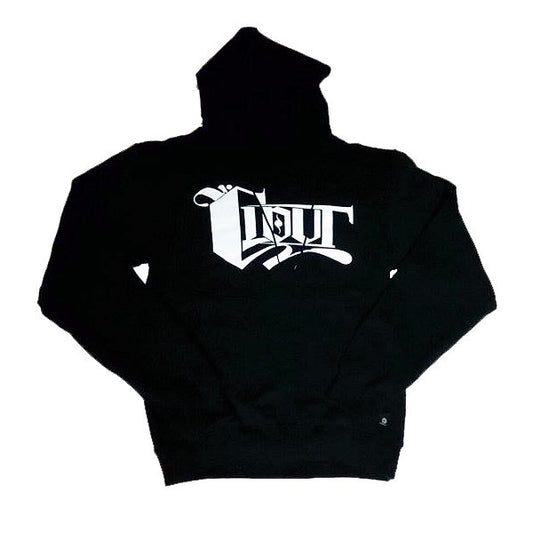 CLOUT 'OG' Logo Hooded/Hoodie Pullover sweatshirt - Black with White Prin