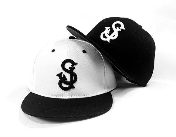 The 'SJ' San Jose SNAPBACKS in Both Black & White, by CLOUT Magazine