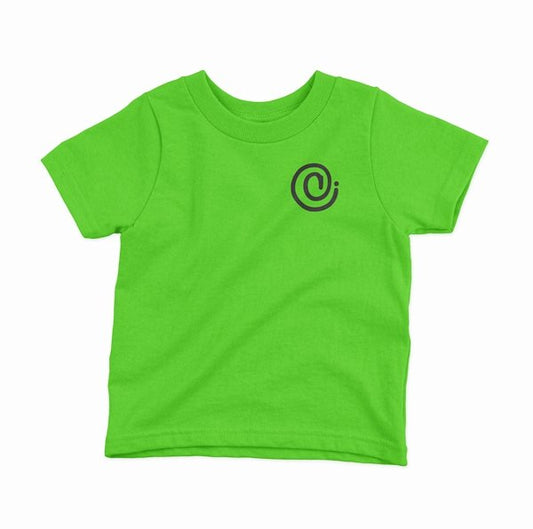 Camiseta con símbolo 'C' para niños CLOUT - Tallas juveniles - Camiseta verde lima con estampado negro