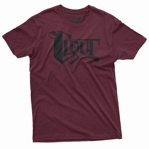 CLOUT OG Logo Men's T-shirt - Burgundy w/ Black Print