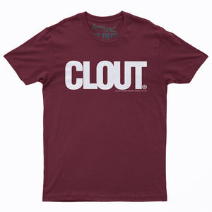 CLOUT Header Logo T-Shirt -  Maroon/Burgundy Tee w/ White Print