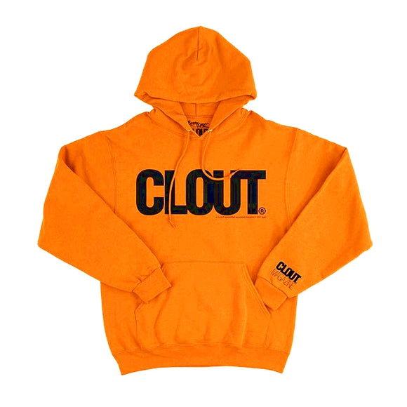 CLOUT Men's Header Hooded/Hoodie Pullover Sweatshirt - Camo/Safely Orange w/ Black Print