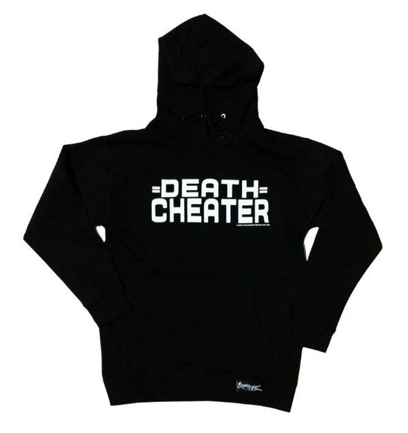 DEATH CHEATER Logo Men's Hoodie - Black Hoodie w White Ink