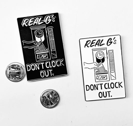 Pines de esmalte 'Real G's Don't Clock Out' - Revista CLOUT x Sean Barton Design