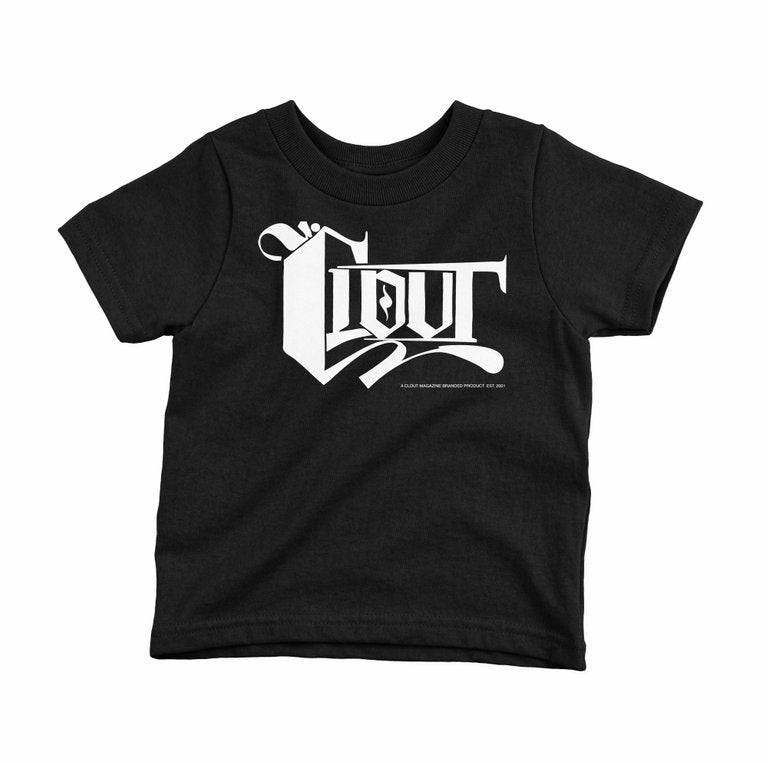 CLOUT Kids 'OG' Logo Tee - Toddler & Youth Sizes - Blk Tee w/ Wht Print