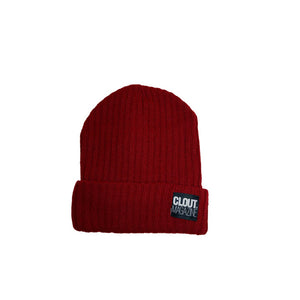 CLOUT MAGAZINE - Single Fold Striped Knit Beanie - RED